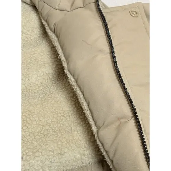 Polo Ralph Lauren Boys Faux Fur Trim Down Parka Jacket Coat Sz 8 Small Tan Khaki - Picture 4 of 13
